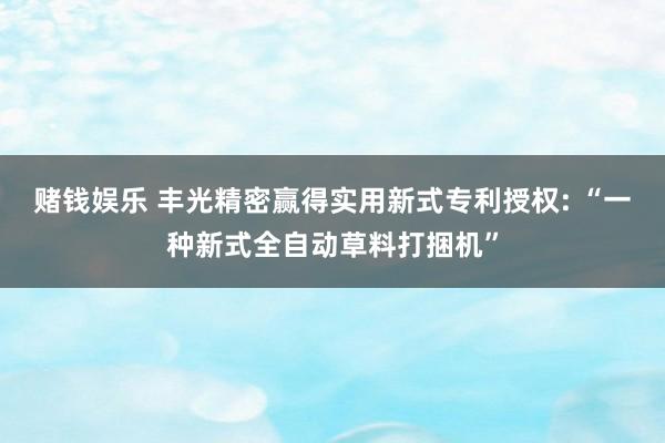 赌钱娱乐 丰光精密赢得实用新式专利授权: “一种新式全自动草料打捆机”