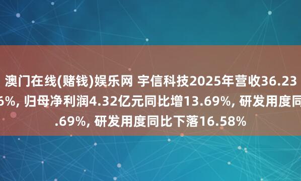 澳门在线(赌钱)娱乐网 宇信科技2025年营收36.23亿元同比降8.46%， 归母净利润4.32亿元同比增13.69%， 研发用度同比下落16.58%