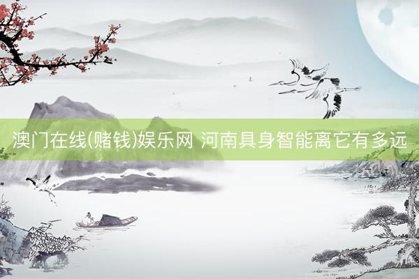 澳门在线(赌钱)娱乐网 河南具身智能离它有多远