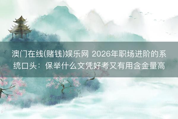 澳门在线(赌钱)娱乐网 2026年职场进阶的系统口头：保举什么文凭好考又有用含金量高