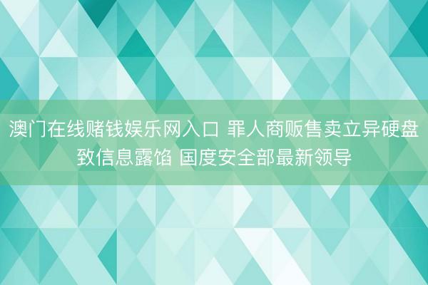 澳门在线赌钱娱乐网入口 罪人商贩售卖立异硬盘致信息露馅 国度安全部最新领导