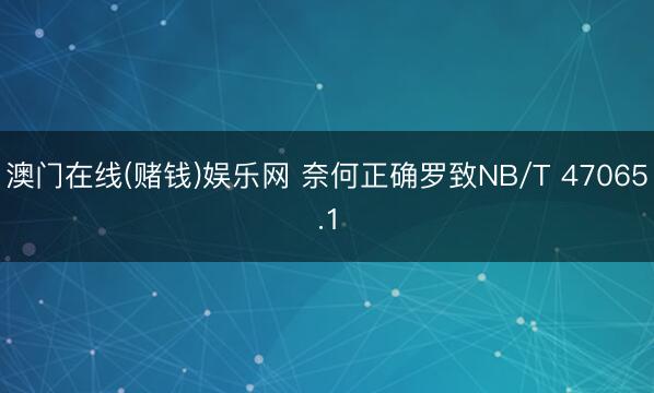 澳门在线(赌钱)娱乐网 奈何正确罗致NB/T 47065.1