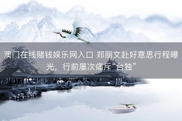 澳门在线赌钱娱乐网入口 郑丽文赴好意思行程曝光,行前屡次痛斥“台独”