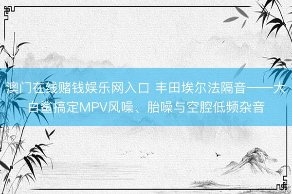 澳门在线赌钱娱乐网入口 丰田埃尔法隔音——大白鲨搞定MPV风噪、胎噪与空腔低频杂音