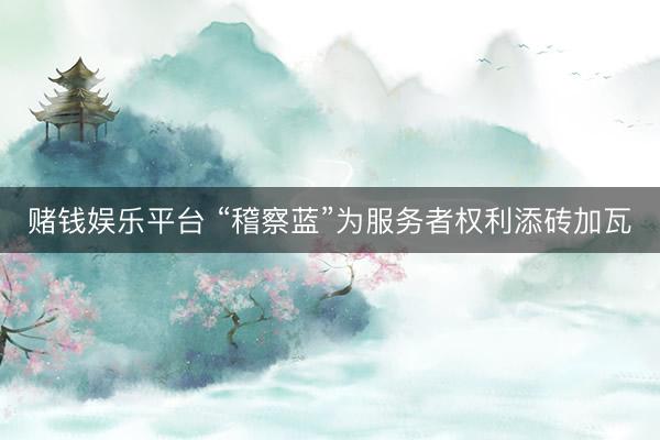 赌钱娱乐平台 “稽察蓝”为服务者权利添砖加瓦
