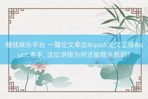 赌钱娱乐平台 一篇论文牵出"论文工场"老手， 这位讲授为何还能稳坐教职?